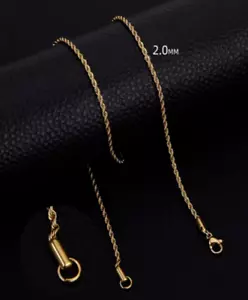Collana in oro giallo 750 18 carati catenina 46 cm x 2 mm oro 5,29 g PL - Foto 1 di 7