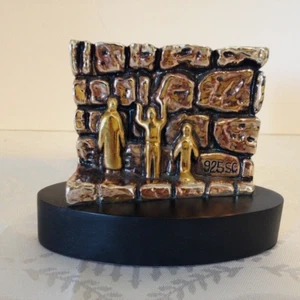 Western Wailing Wall Jerusalem Silver Clad 925 Religious Judaica Decor Marked - Picture 1 of 7
