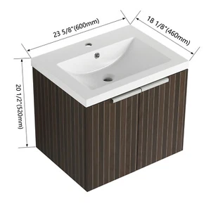 24" 30" 36" Wall Mounted Bathroom Vanity w/Sink, Floating Vanity Cabinet, 2 Door - Picture 1 of 17