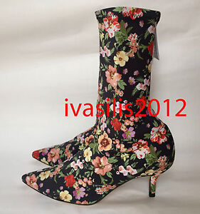 ZARA NEW WOMAN FLORAL FABRIC HIGH HEEL ANKLE BOOTS 35-41 REF. 1113/201