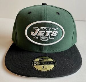New York Jets New Era Black Green 2Tone Team 59Fifty NFL Fitted Hat Cap 7 1/2