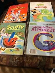 4 Little Golden Books101 Dalmatians, Scuffy theTugboat,Mickey & the beanstalk+1 - Picture 1 of 9
