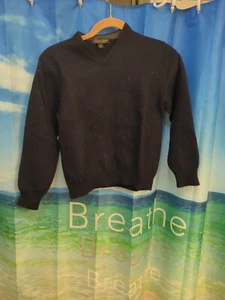 Garret Scott Extra Fine Merino Wool Mens L Navy Blue Sweater A52 - Picture 1 of 3