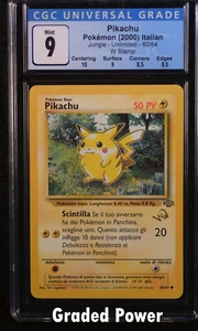 Jungle Unlimited Italian Pikachu CGC 9 W Stamp ITALIAN (9146) 60/64 Pokemon - Picture 1 of 1