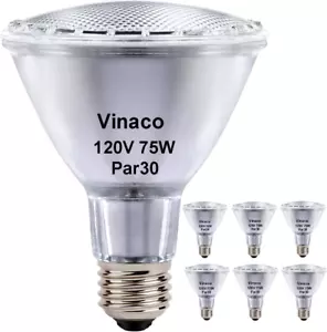 Vinaco PAR30 Long Neck 75W, 6 Pack High Output PAR30 Halogen Flood Light War... - Picture 1 of 6