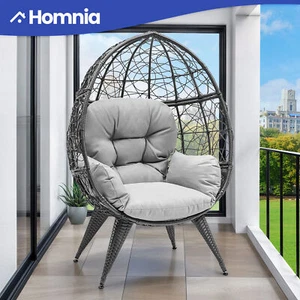 Teardrop Egg Chair Rattan Wicker Oversized Patio Seat Indoor Outdoor w/ Cushion - Picture 1 of 10