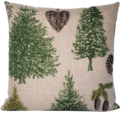 Pine Trees on Linen 18" Stof of France Throw Pillow Cover - Image 1 of 4