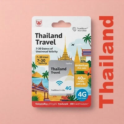 Thailand Travel SIM Card 5G/4G AIS TrueMove H | 7-30 Days | Unlimited Data - Image 1 of 4