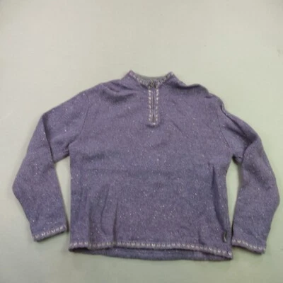 Suéter Woolrich para mujer grande manga larga 1/4 cremallera exterior tejido púrpura Foto 1 de 4