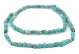 Faceted Turquoise Stone Beads 6x4mm Afghanistan Blue Gemstone 16 Inch Strand - Picture 1 of 4