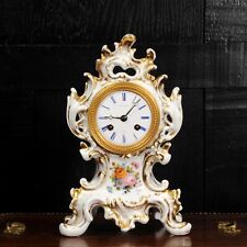 Early Antique French Rococo Porcelain Boudoir Clock