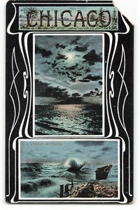 Chicago - Ein stürmischer Morgen Vintage Postkarte ME4. - Bild 1 von 2