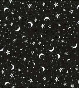 Materiale Tessuto Artigianale Policotone Stampato - CARTOON NERO CIELO NOTTURNO - Foto 1 di 2