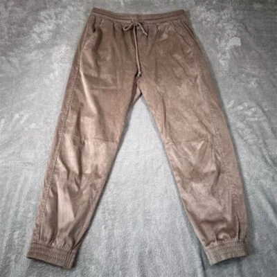 Pantalones de chándal para mujer Zara talla pequeña marrón imitación gamuza cónicos informales salón Foto 1 de 4