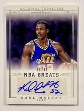 2013-14 Panini National Treasures NBA GREATS ~ Karl Malone ~ /49 Blue ink Auto