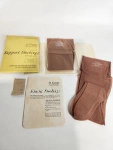 2 Old 1950s Seamed Ladies Nylon Support Elastic Stockings In - Box 10 1/2 - 11 - Picture 1 of 5