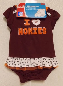 NCAA Virginia Tech Hokies Maroon Bodysuit Bib Bootie Set Size 24 M Outer Stuff - Picture 1 of 5