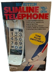 NOWY! 1992 Alaron Duży przycisk Biały SLIMLINE TELEFON Ściana i biurko Model T-2520 - Zdjęcie 1 z 5