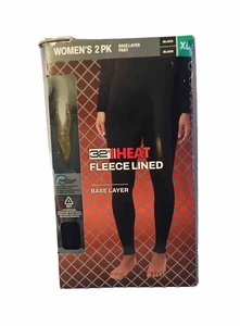 32 Degrees Women's 2 Pack Heat Base Layer Pant Black Fleece Lined  XL - Picture 1 of 2