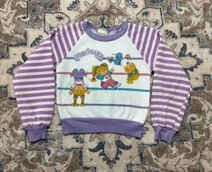 Vintage 80s Cabbage Patch Girls Purple Striped Pullover Graphic Sweatshirt - Picture 1 of 17