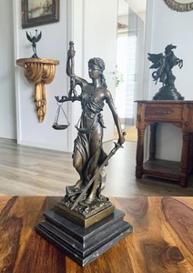 Bronzefigur Justitia Mythologie Skulptur Justizia Figur Statue Bronze Göttin - Bild 1 von 16