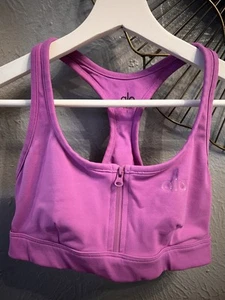 Sujetador deportivo Alo Yoga para mujer velocidad aerógrafo soporte cremallera en eléctrico violeta púrpura S - Imagen 1 de 9