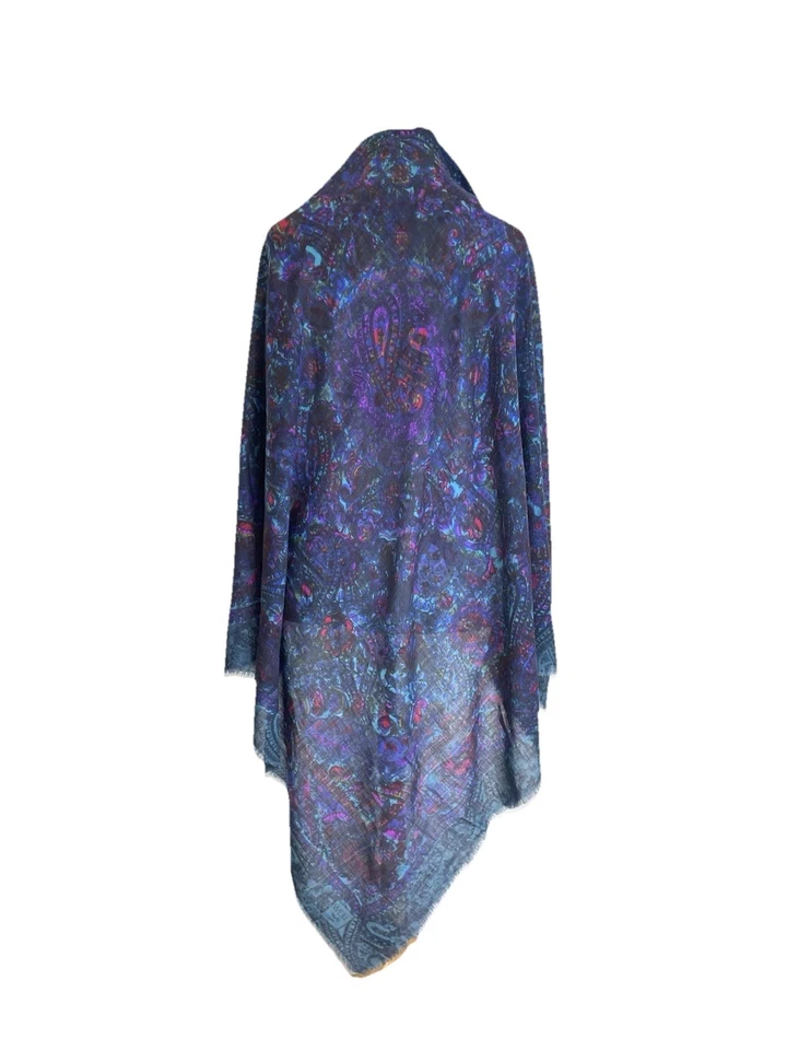 H75# Weill Paris Bufanda Mantón Mezcla Lana Cachemira Floral Multicolor De Colección Foto 1 de 4