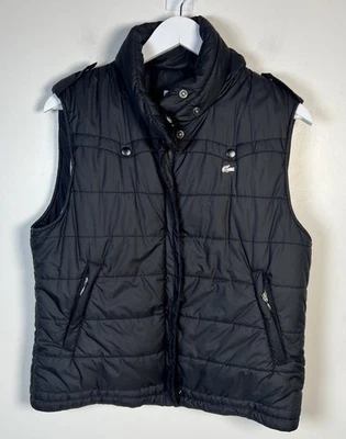 Chaleco acolchado de plumón negro con cremallera completa Lacoste para hombre talla 44 de colección forrado con capucha Foto 1 de 4