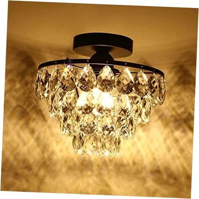  Mini Lámpara de Techo de Cristal Pequeña, Moderna Techo de Cristal Negra Foto 1 de 4