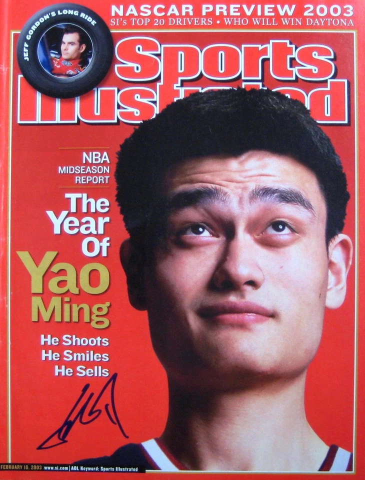 姚明 - 休斯顿火箭队 - 亲笔签名体育画报 无标签 12/10/03 — 第 1/1 张图片