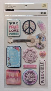 Peace Love Music Guitar Free Spirit Wild Child Scrapbook Stickers Recollections - Picture 1 of 2