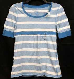 Y2K Limited Too Striped Tshirt Girls sz 14 Empire Waist Silver Stitch Blue Silve - Picture 1 of 8