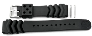 Genuine SEIKO Z 22 22mm Black Wave Rubber Diver Strap With x2 2.5mm Springbars - Bild 1 von 4