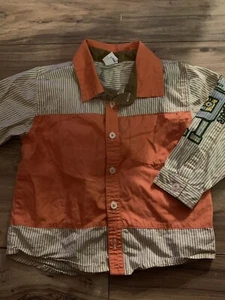 Baby Gap Boys Long Sleeve Shirt Size 3 3T Robot Orange Brown White - Picture 1 of 4