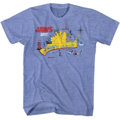 Jaws 1975 Amity Island Map Men's T Shirt - Image 1 of 2