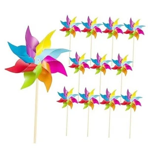 12 Pack Rainbow Pinwheels for Yard and Garden, Rainbow Party Colorful - Picture 1 of 7