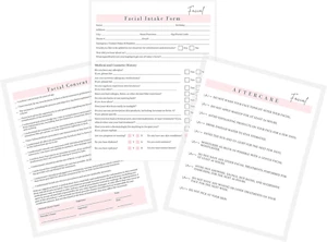 Facial Consent Form, Intake Form, Aftercare Form | 75 Pack | 8.5X11" Inch Paper - Picture 1 of 12