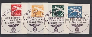 1939 Danzig Sc# C42-C45 (airmail) - Special cancels on piece set Cv$79.75 - Picture 1 of 1