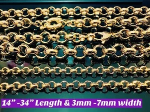 9ct 9k Yellow Gold Plated Belcher Rolo Necklace All Length 14"-34" Width=3-7mm - Picture 1 of 16