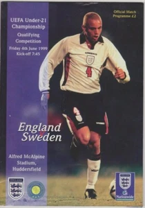 ENGLAND U21 v SWEDEN U21 1999 AT McALPINE STADIUM HUDDERSFIELD WITH TICKET - Picture 1 of 2