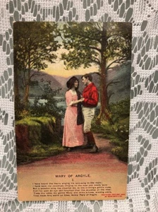 ANTIQUE ROMANTIC VALENTINE'S POSTCARD COUPLE IN WOODS "Mary of Argyle" No 4510/1 - Picture 1 of 3