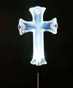 One Solar LED Cross Light, Garden Decor Stake Yard White LED Landscape Light - Picture 1 of 9