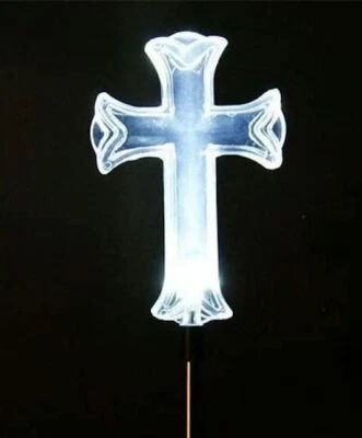 One Solar LED Cross Light, Garden Decor Stake Yard White LED Landscape Light - Image 1 of 4