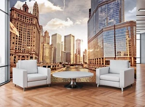 Póster de papel pintado foto paisaje urbano decoración de la ciudad del horizonte de Chicago - Imagen 1 de 8