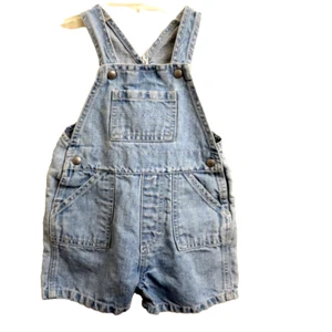 Y2K Baby Gap blau Baumwolle Leinen Overall Shorts 12-18 Monate 2002 Denim Unisex - Bild 1 von 11