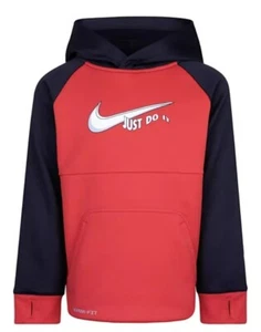 Boys 4-7 Nike Therma-FIT Raglan Swoosh Graphic Hoodie Red Size 4 - Picture 1 of 4