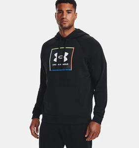 Under Armour Mens UA Rival Fleece Graphic Hoodie - Black - Picture 1 of 5