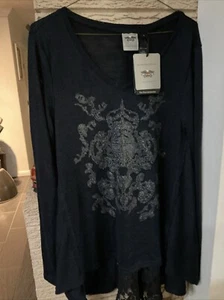 Harley Davidson Lace Back Hi-Low Long Sleeve Crochet Top Damen Large 96038-17VW - Bild 1 von 4