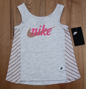 Nike Girl French Terry Tank Top with Kangaroo Pocket~ Beige, Gray, Bronze & Pink - Picture 1 of 3