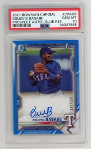 Autógrafo refractor azul Bowman cromado Oslevis Basabe 2021/150 PSA 10 gemas como nuevo - Imagen 1 de 2